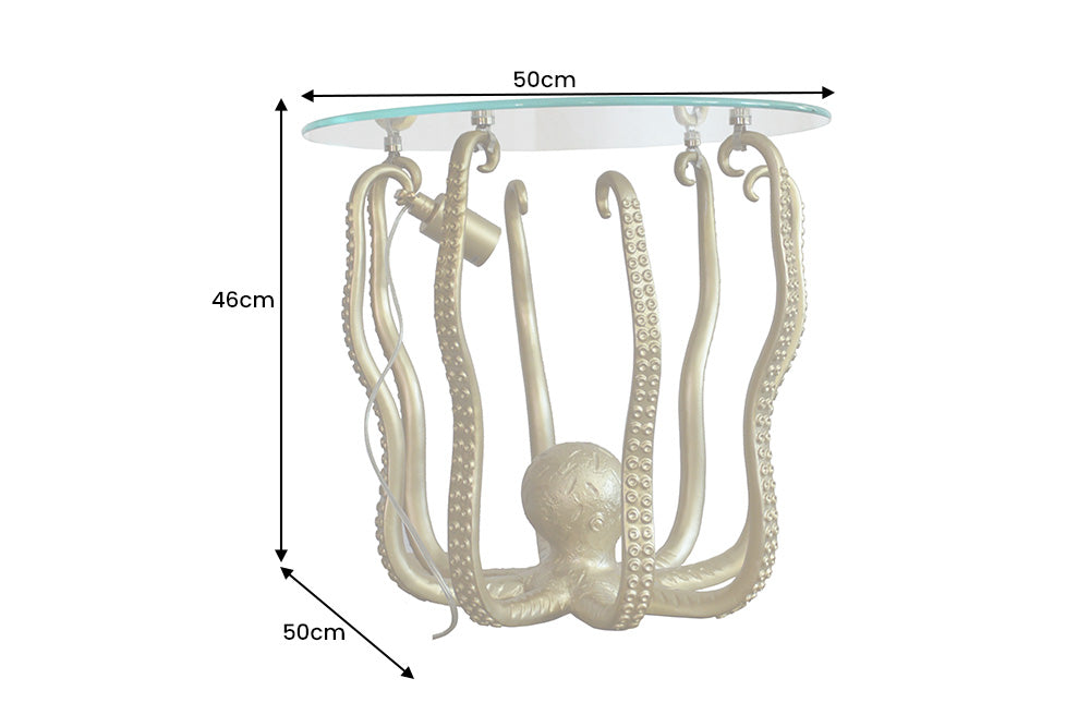 Masă laterală OCTOPUS 50cm aurie cu lampă  [9]