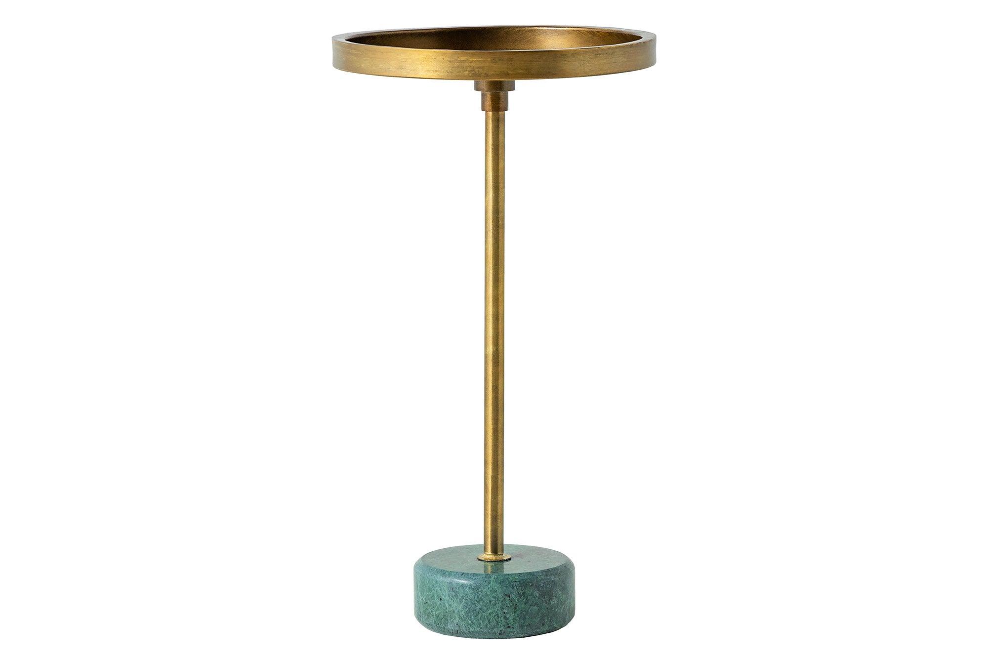 Masă laterală TRAYFUL 60cm, bază din marmură verde și blat din alamă [0]