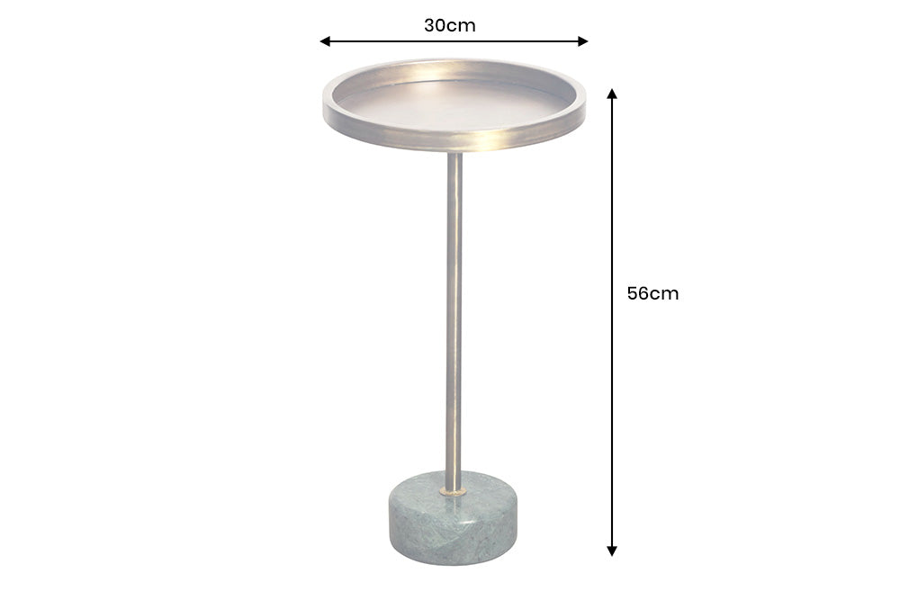 Masă laterală TRAYFUL 60cm, bază din marmură verde și blat din alamă [6]