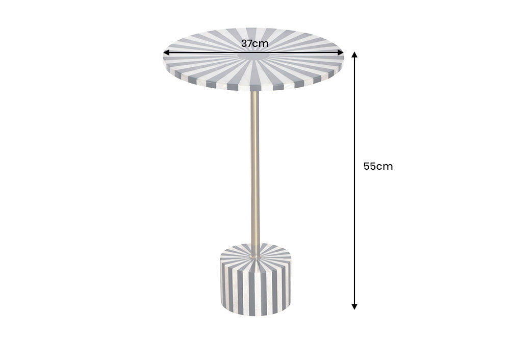 Masă laterală HARMONY NATURE 55cm negru alb auriu [9]