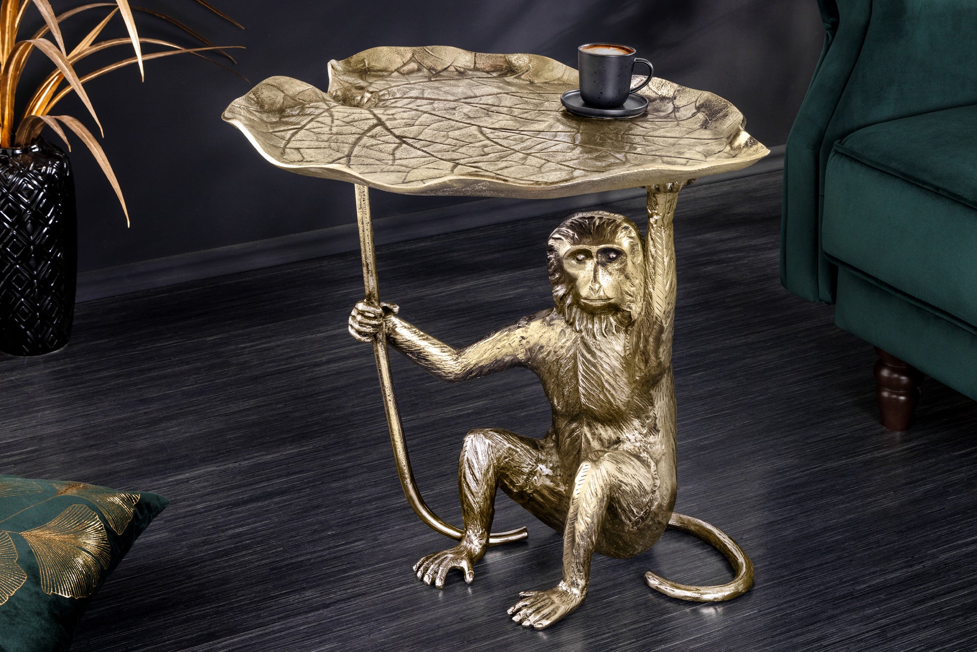 Masă laterală WILDLIFE MONKEY 55cm auriu antic [1]