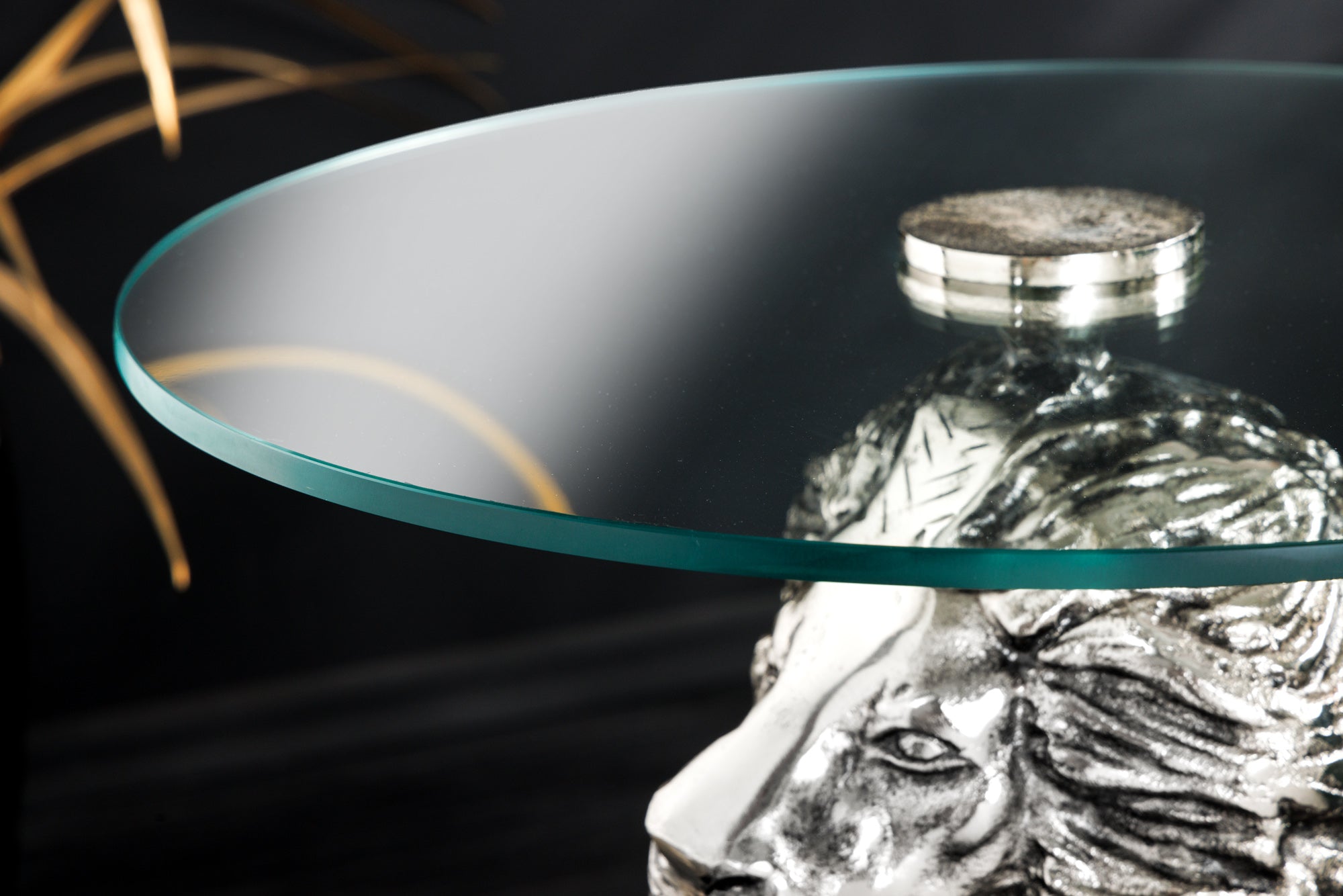 Masă laterală WILDLIFE LION 60cm argintiu antic [12]