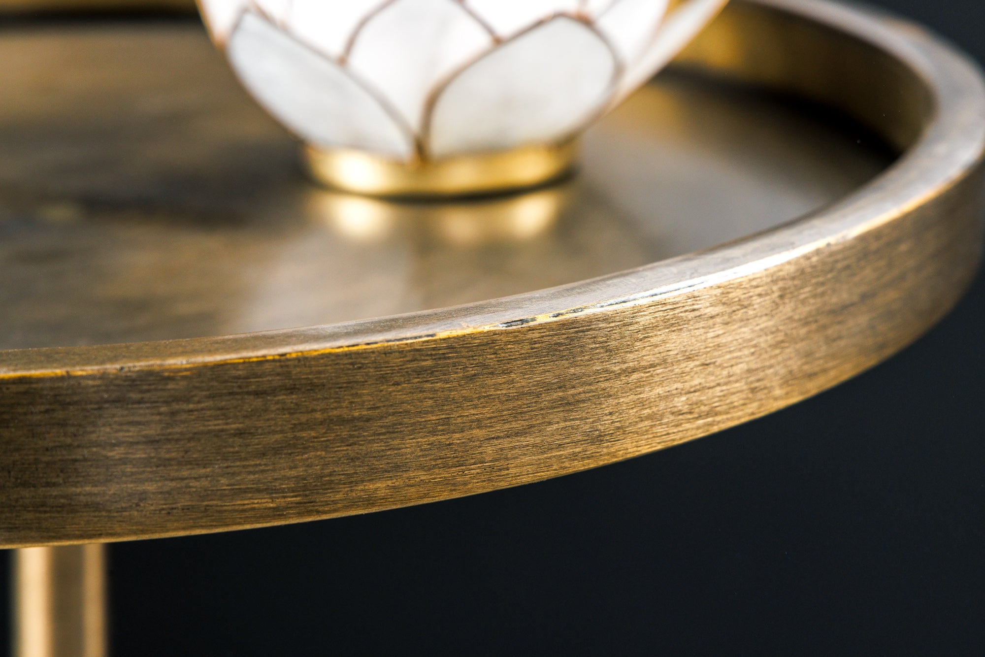 Masuta laterala TRAYFUL 60cm,baza de marmura si blat culoare alama antica din fier [5]