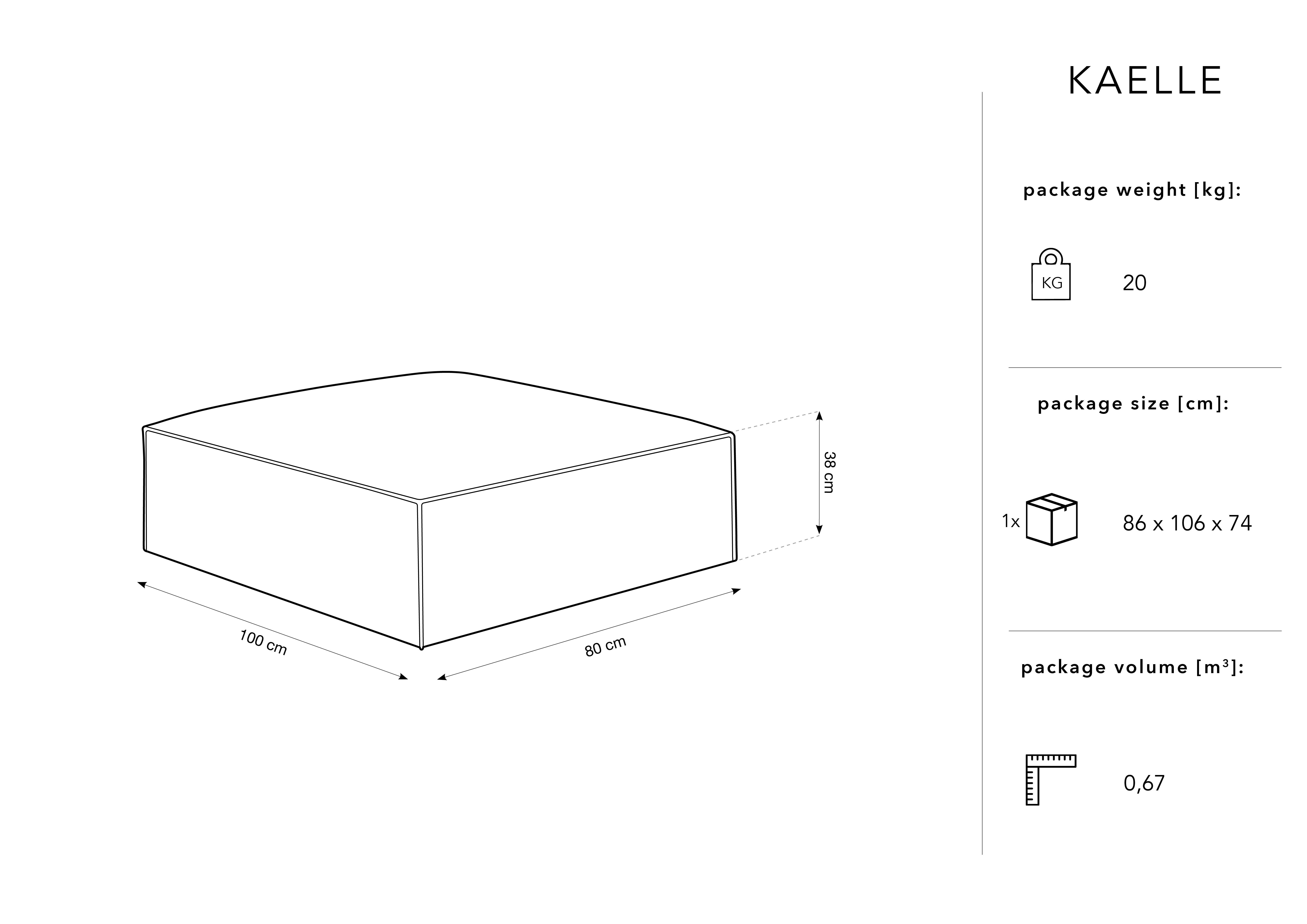 Puf Kaelle  cu tapiterie din catifea, albastru royal [4]