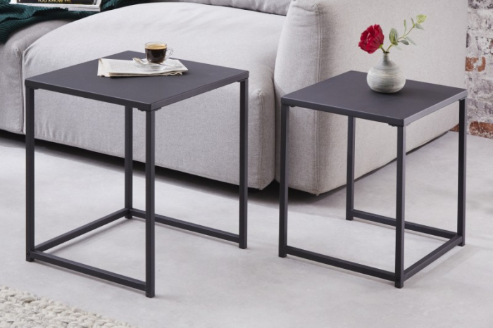Set 2 măsuțe de cafea Dura din metal, negru [4]