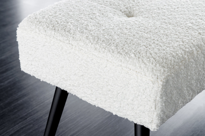 Bancă BOUTIQUE 100 cm, alb, cu textură bouclé [8]