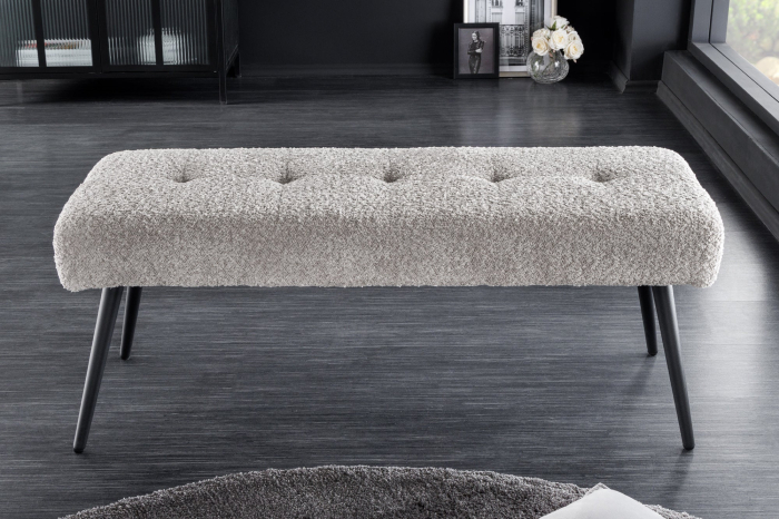 Bancă BOUTIQUE 100 cm bouclé șampanie gri-bej [4]