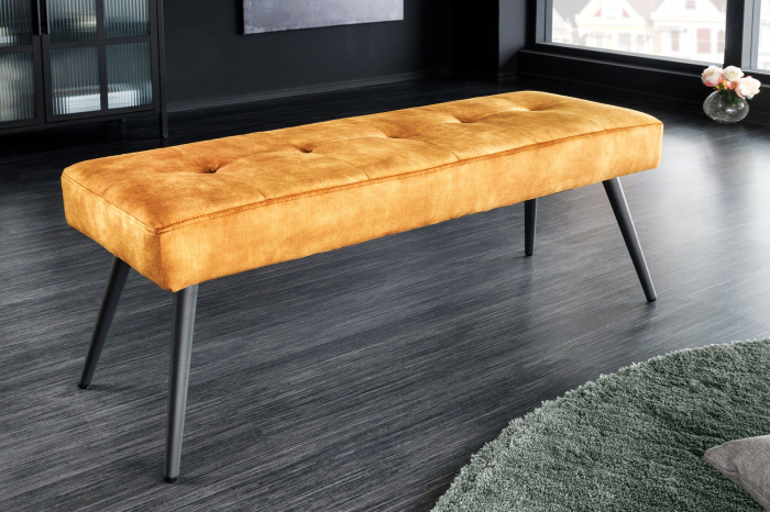 Bancă BOUTIQUE 100 cm catifea galben muștar [4]