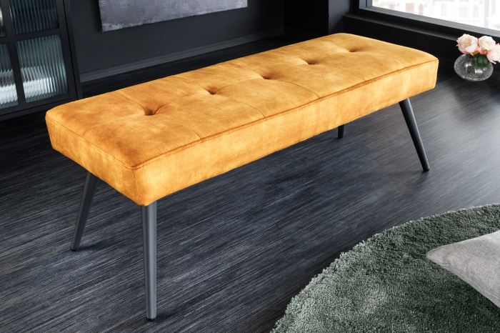 Bancă BOUTIQUE 100 cm catifea galben muștar [5]