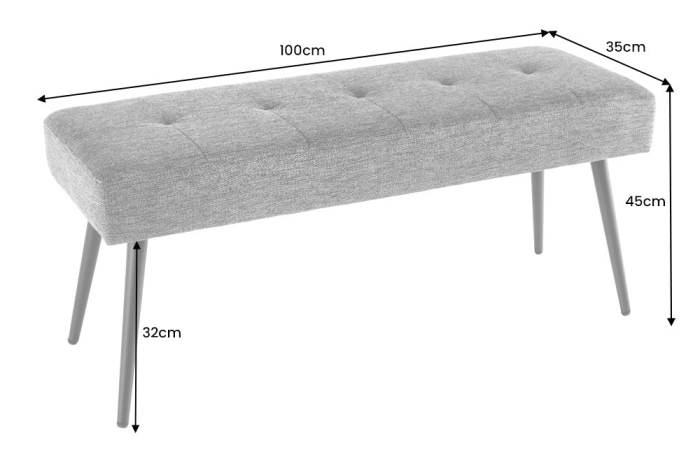 Bancă BOUTIQUE 100 cm țesătură texturată gri [8]
