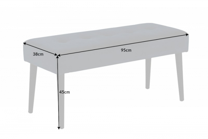 Bancă BOUTIQUE 95 cm cu tapiterie din catifea si picioare negre, albastru [6]