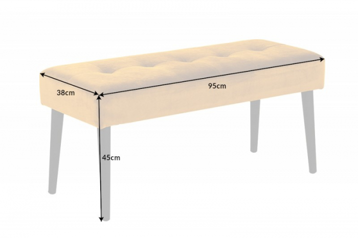 Bancă BOUTIQUE 95 cm cu tapiterie din catifea si picioare negre, galben [6]