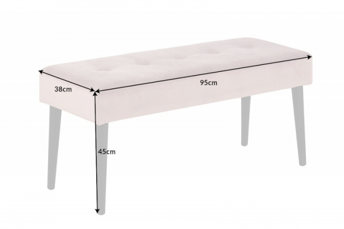 Bancă BOUTIQUE 95 cm cu tapiterie din catifea si picioare negre, roz [6]