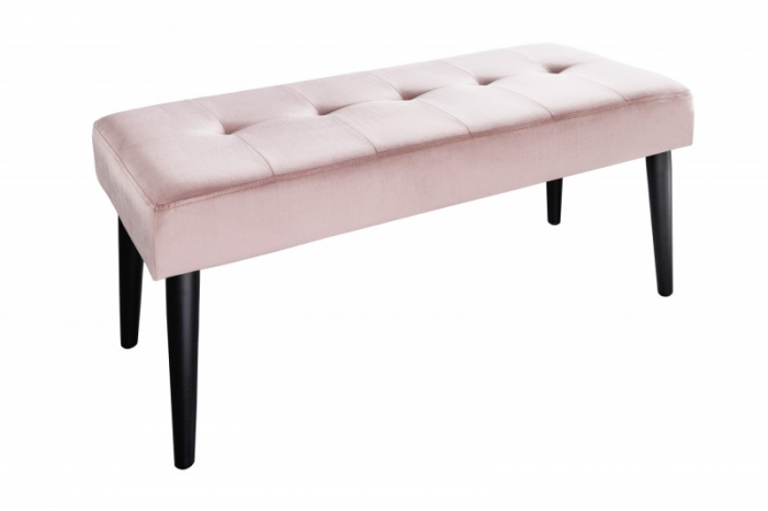 Bancă BOUTIQUE 95 cm cu tapiterie din catifea si picioare negre, roz [1]