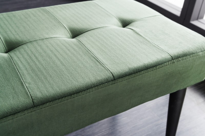 Bancă BOUTIQUE 95 cm cu tapiterie din catifea si picioare negre, verde [3]