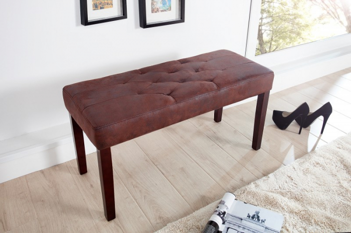 Bancă  CAMBRIDGE 90 cm, aspect Chesterfield, maro  [2]