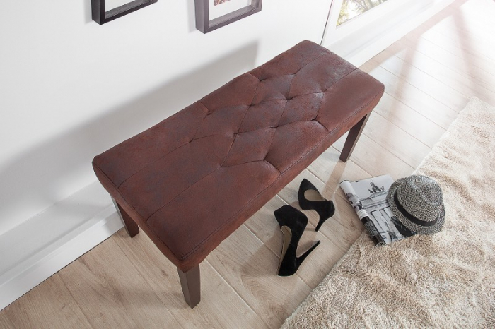 Bancă  CAMBRIDGE 90 cm, aspect Chesterfield, maro  [3]