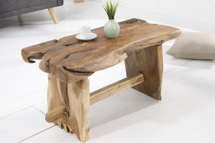 Bancă din trunchi de tec NATURE ROOT, 80 cm [3]