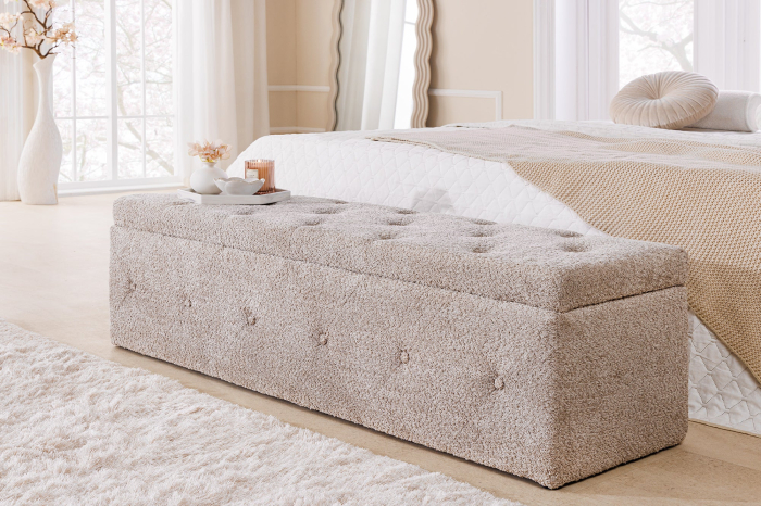 Bancă EXTRAVAGANCIA 140 cm bouclé șampanie gri [7]