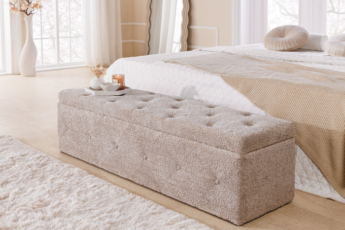 Bancă EXTRAVAGANCIA 140 cm bouclé șampanie gri [3]