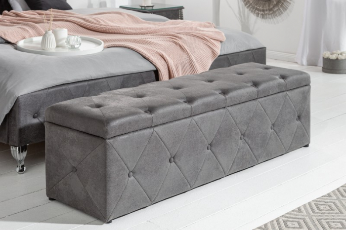Bancă EXTRAVAGANCIA 140 cm cu spațiu de depozitare, gri  [2]