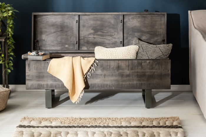 Bancă FACTORY LOFT 115 cm din lemn de mango, gri [4]