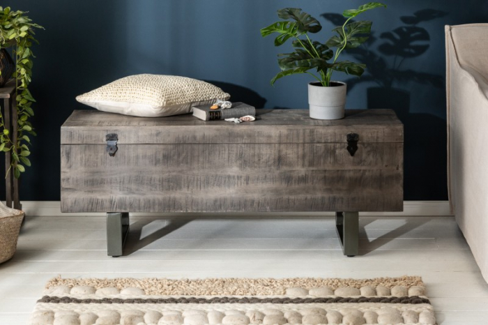 Bancă FACTORY LOFT 115 cm din lemn de mango, gri [3]