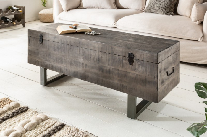 Bancă FACTORY LOFT 115 cm din lemn de mango, gri [2]