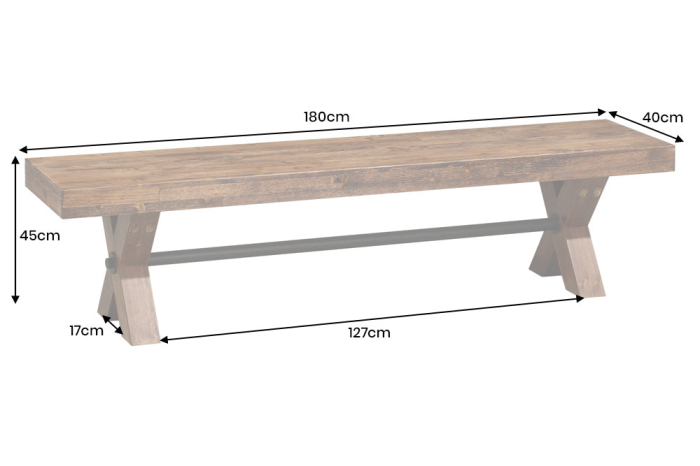 Banca GOLIATH din lemn de pin, 180 cm [10]