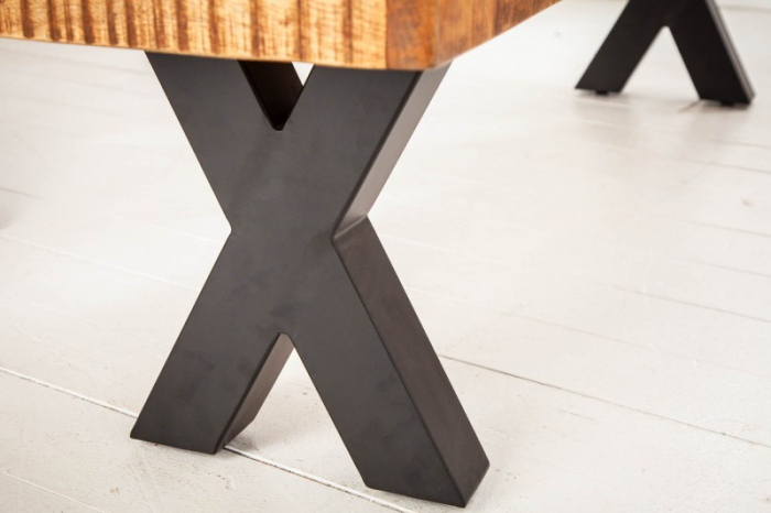 Bancă IRON CRAFT 200 cm din  lemn de mango cu picioare negre în X [6]