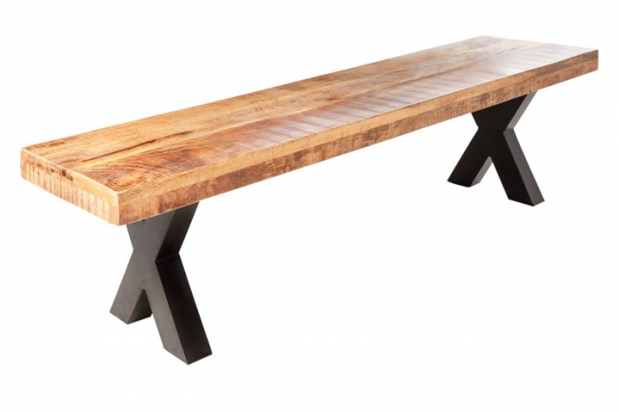 Bancă IRON CRAFT 200 cm din  lemn de mango cu picioare negre în X [7]