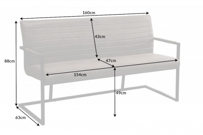 Bancă LOFT 160 cm cu spătar si tapiterie din microfibră [7]