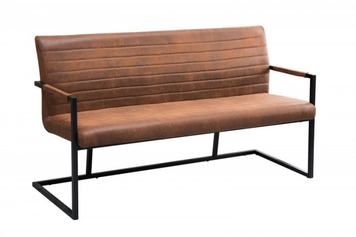 Bancă LOFT 160 cm cu spătar si tapiterie din microfibră, maro [3]