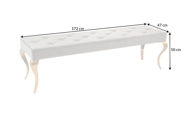 Bancă MODERN BAROCK 170 cm catifea gri picioare aurii [8]