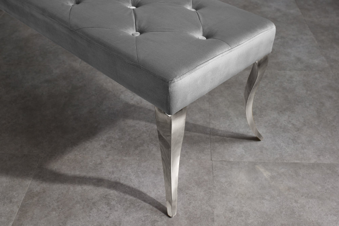 Bancă MODERN BAROCK 170 cm picioare din oțel inoxidabil argintiu catifea gri [5]