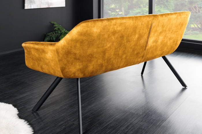 Bancă PAPILLON 165 cm catifea galben muștar [5]