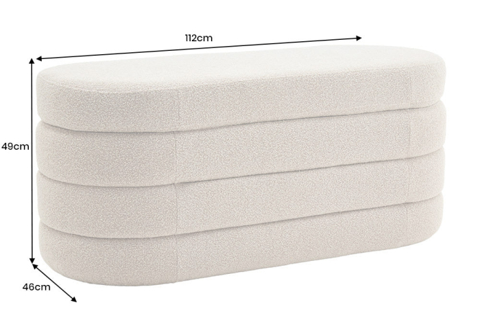 Bancă pentru piept VOQUE 115 cm, bouclé taupe, cu spațiu de depozitare [9]