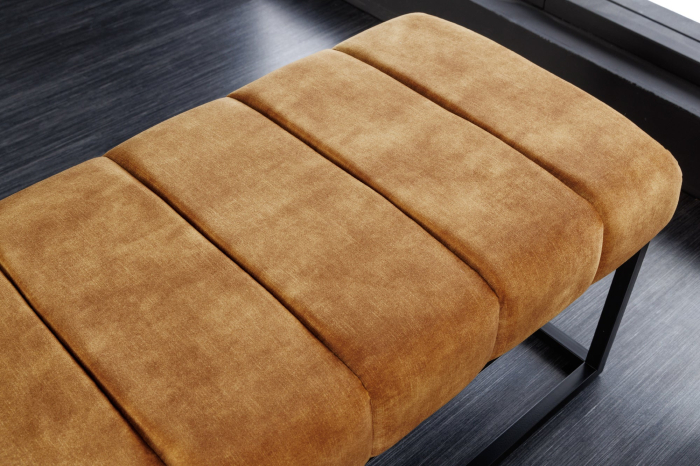 Bancă PETIT BEAUTÉ 110 cm catifea galben muștar [8]