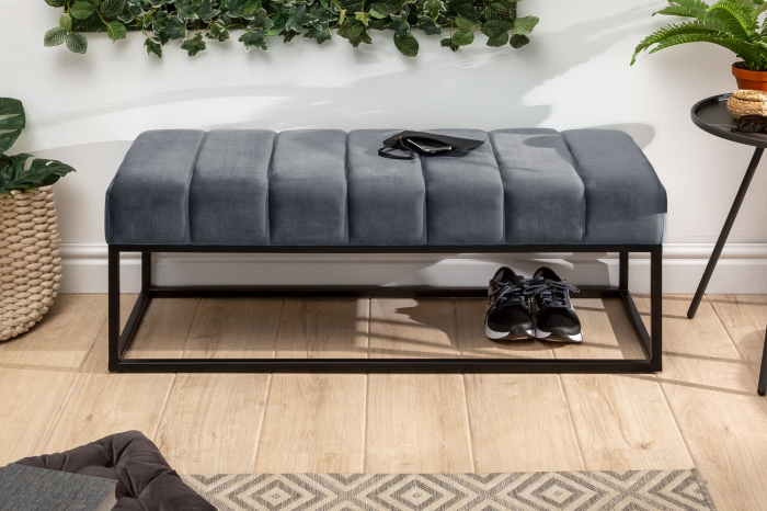 Bancă PETIT BEAUTE 110 cm catifea gri argintiu [6]