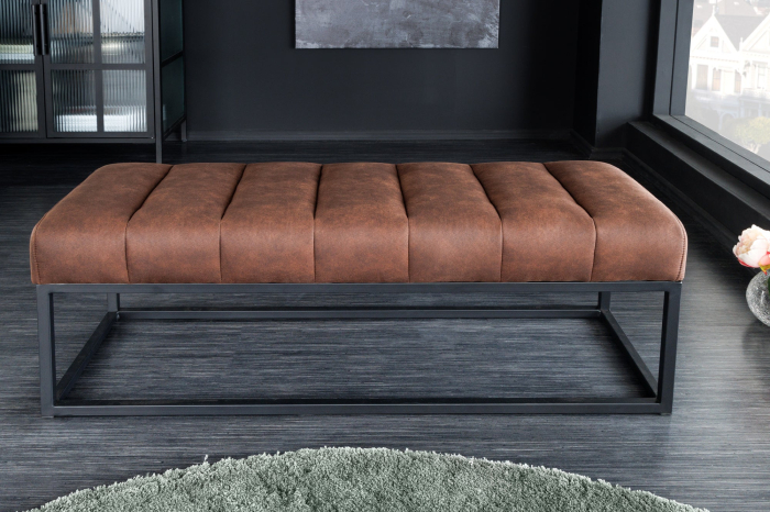 Bancă PETIT BEAUTÉ 110 cm din microfibră, maro antic [4]
