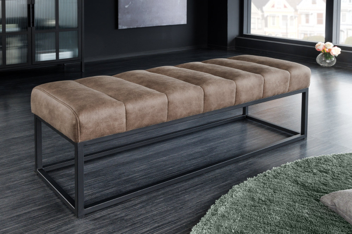Bancă PETIT BEAUTÉ 110 cm microfibră gri taupe [6]