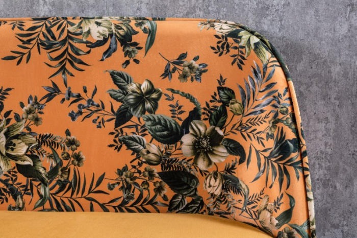 Bancă PRÊT-À-PORTER cu model floral din catifea galbenă [4]