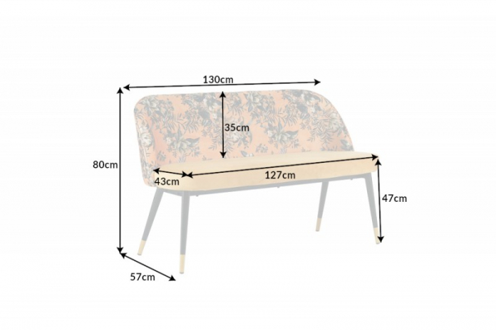 Bancă PRÊT-À-PORTER cu model floral din catifea galbenă [7]