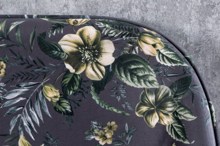 Bancă PRÊT-À-PORTER cu model floral din catifea, gri [4]