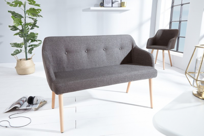Bancă SCANDINAVIA 116 cm cu tapiterie din tesatura structurala si picioare din lemn de fag [2]