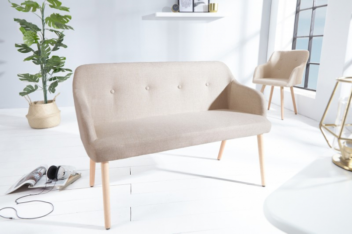 Bancă SCANDINAVIA 116 cm cu tapiterie din tesatura structurala si picioare din lemn de fag [2]