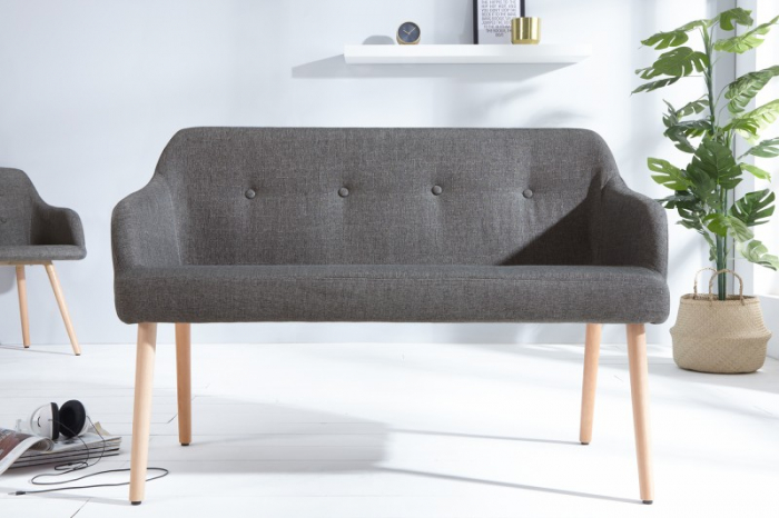 Bancă SCANDINAVIA 116 cm cu tapiterie din tesatura structurala si picioare din lemn de fag [3]