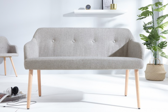Bancă SCANDINAVIA 116 cm cu tapiterie din tesatura structurala si picioare din lemn de fag [3]