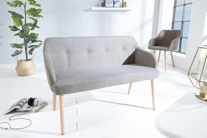 Bancă SCANDINAVIA 116 cm cu tapiterie din tesatura structurala si picioare din lemn de fag [2]