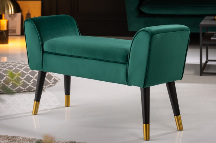 Bancă SCARLETT 90 cm cu tapterie din catifea, verde smarald  [2]